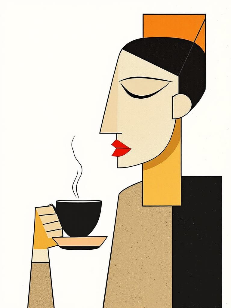 Modernist Cubist Portrait of a Serene Figure