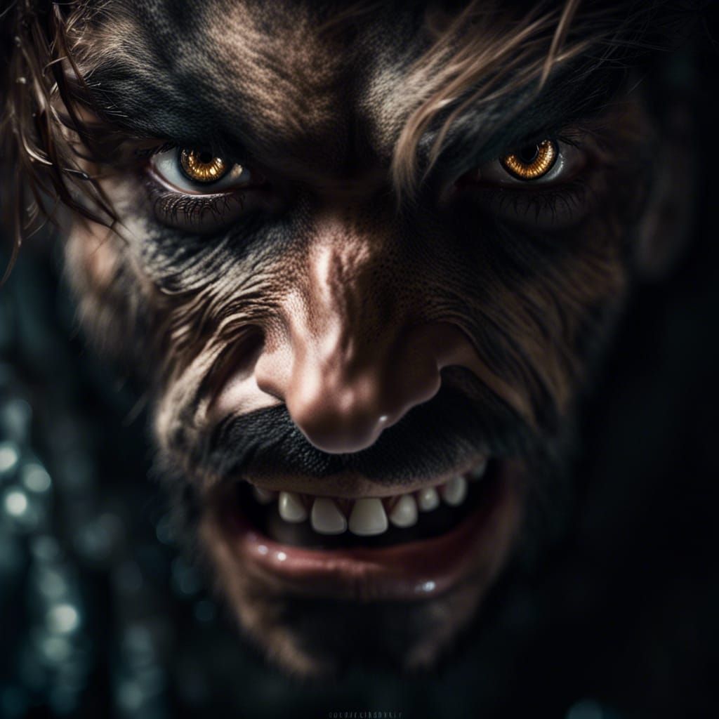 Hyperrealistic Werewolf Transformation Portrait