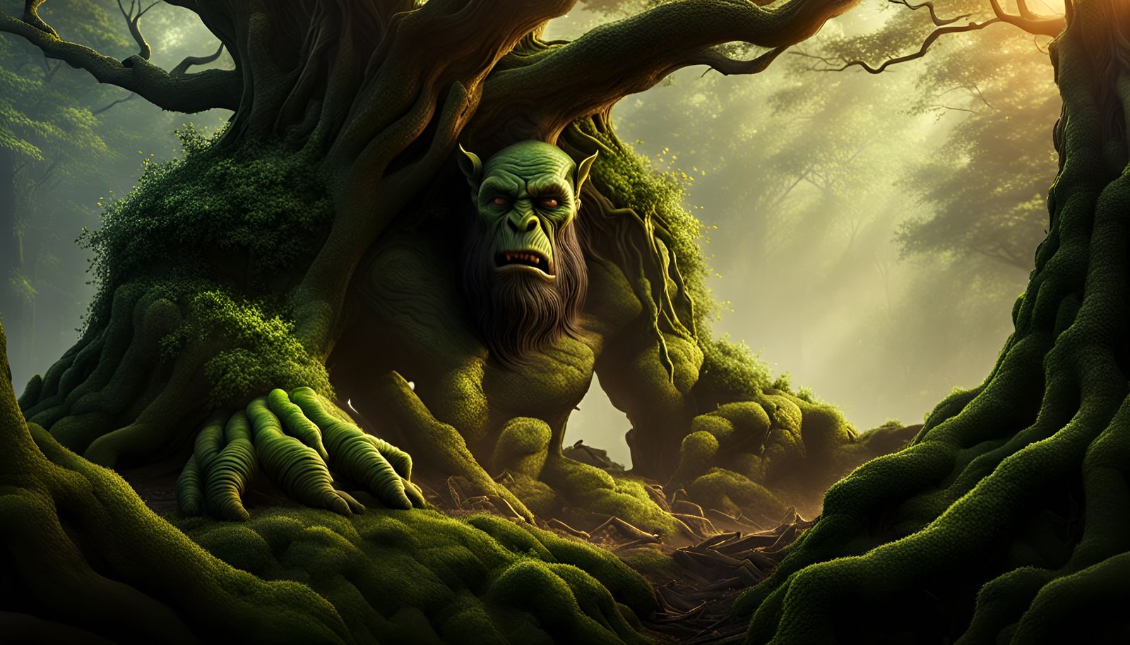 Orc vs Treant in Forest Battle