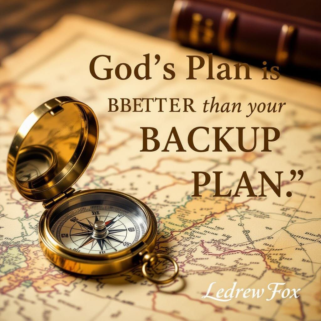 Compass on Map With Inspiring Quote About God's Plan