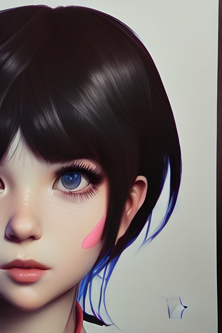 Cute Girl Portrait in Digital Illustration Style