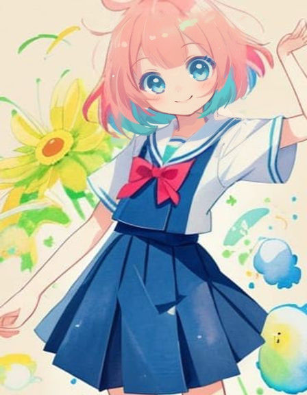 Moe Anime Girl with Paper Background