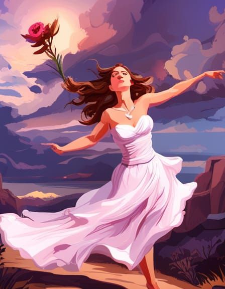 Romantic Couple Embrace in Gouache Impressionist Style