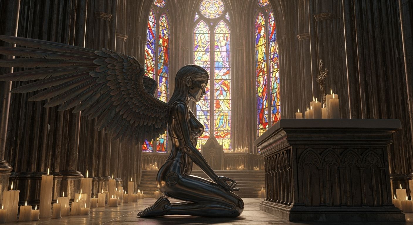 Angel Meditating in Living Metal Cathedral