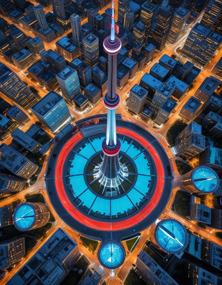 CN Tower Dimensional Nexus in Cyberpunk Style