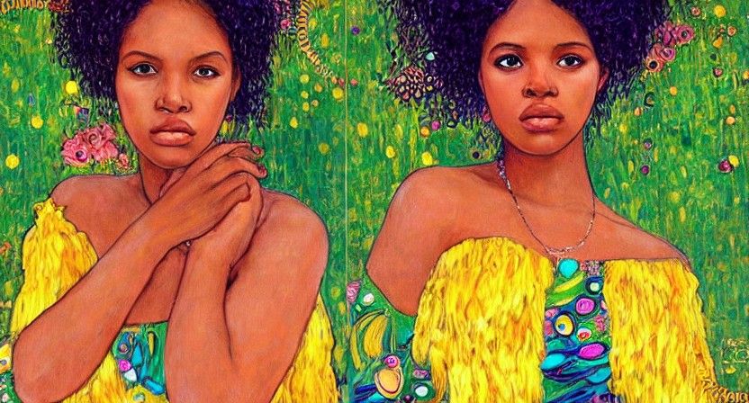 Colorful Ethnic Girl Portrait in Klimt Style