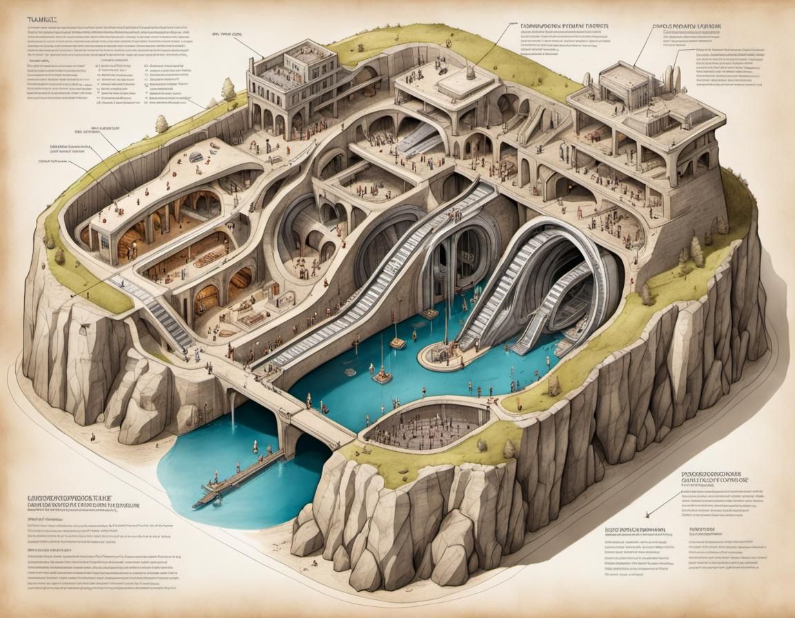 Detailed Isometric Diagram of Underground City