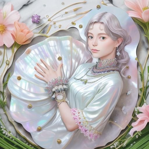 Mother-of-Pearl Iridescent Abstract Design