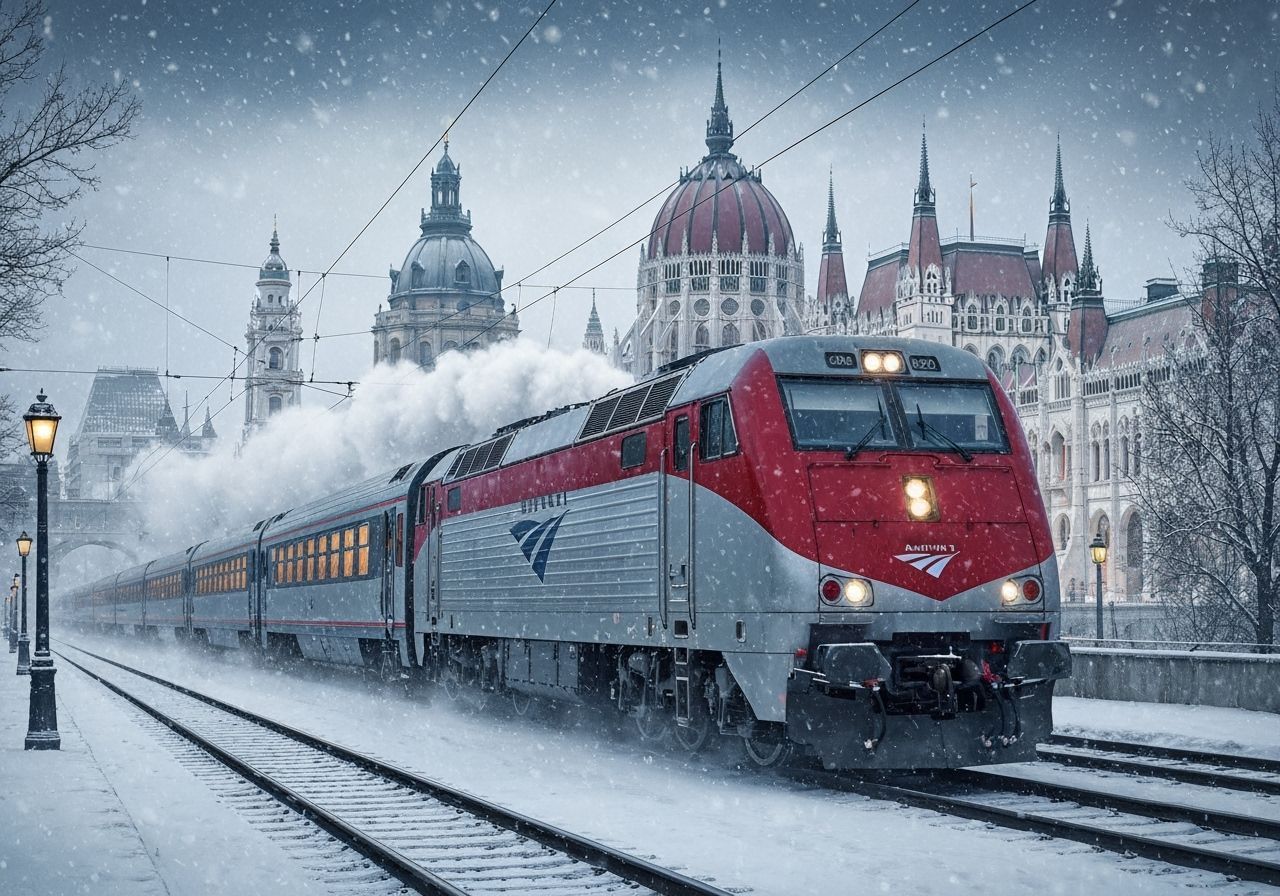 Amtrak 'Serbian Express' in Snowy Budapest