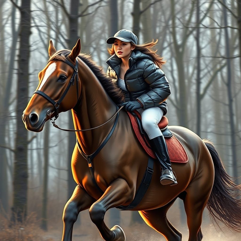 Riding on a horse in full gallop...