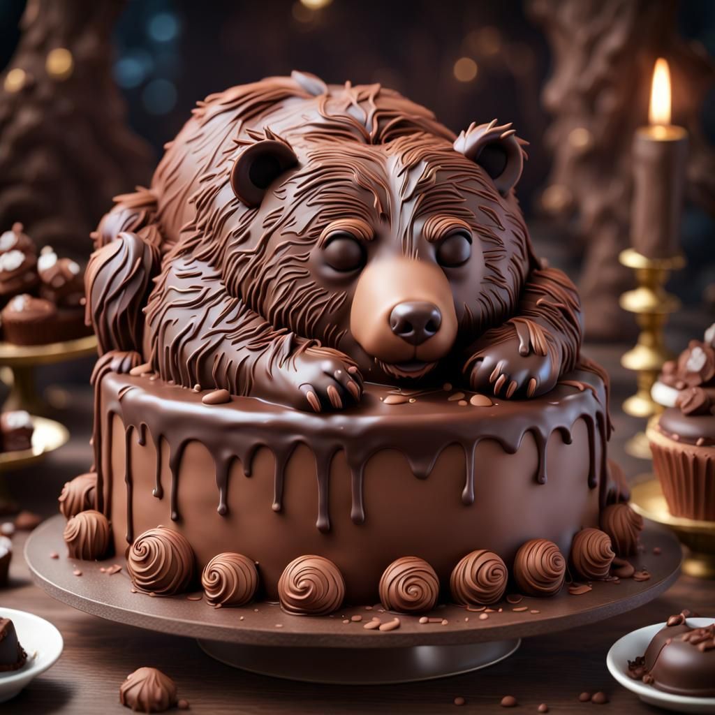 Chocolate Bear Cake: Fantastical Matte Painting
