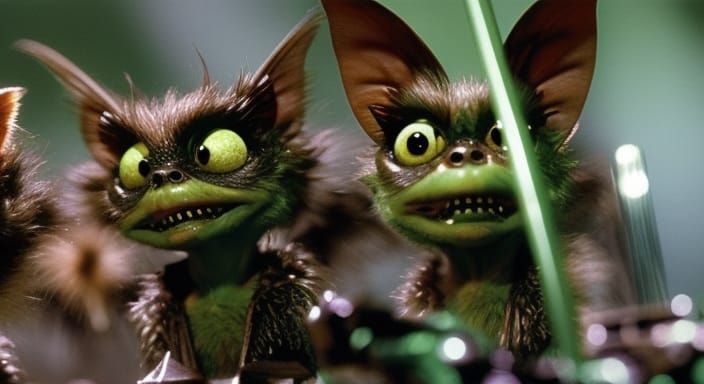 Gremlins Sabotaging Car, Horror Art Style