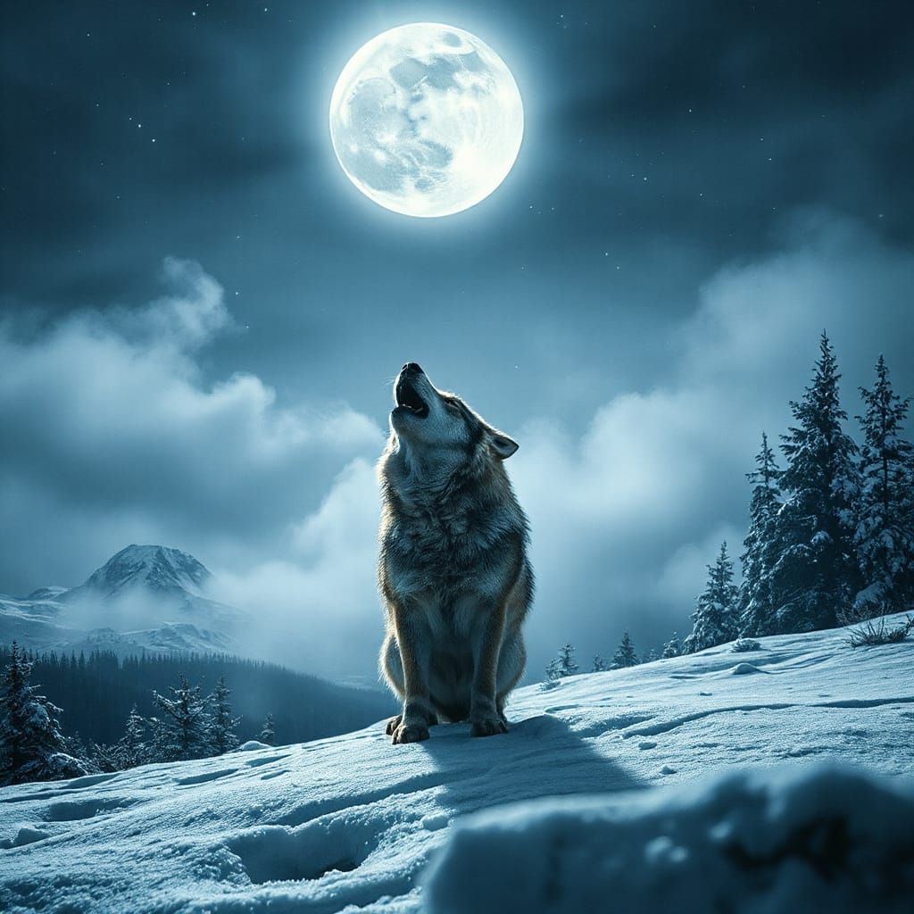 Lone Wolf Howling at Moon: Cinematic Game Cover