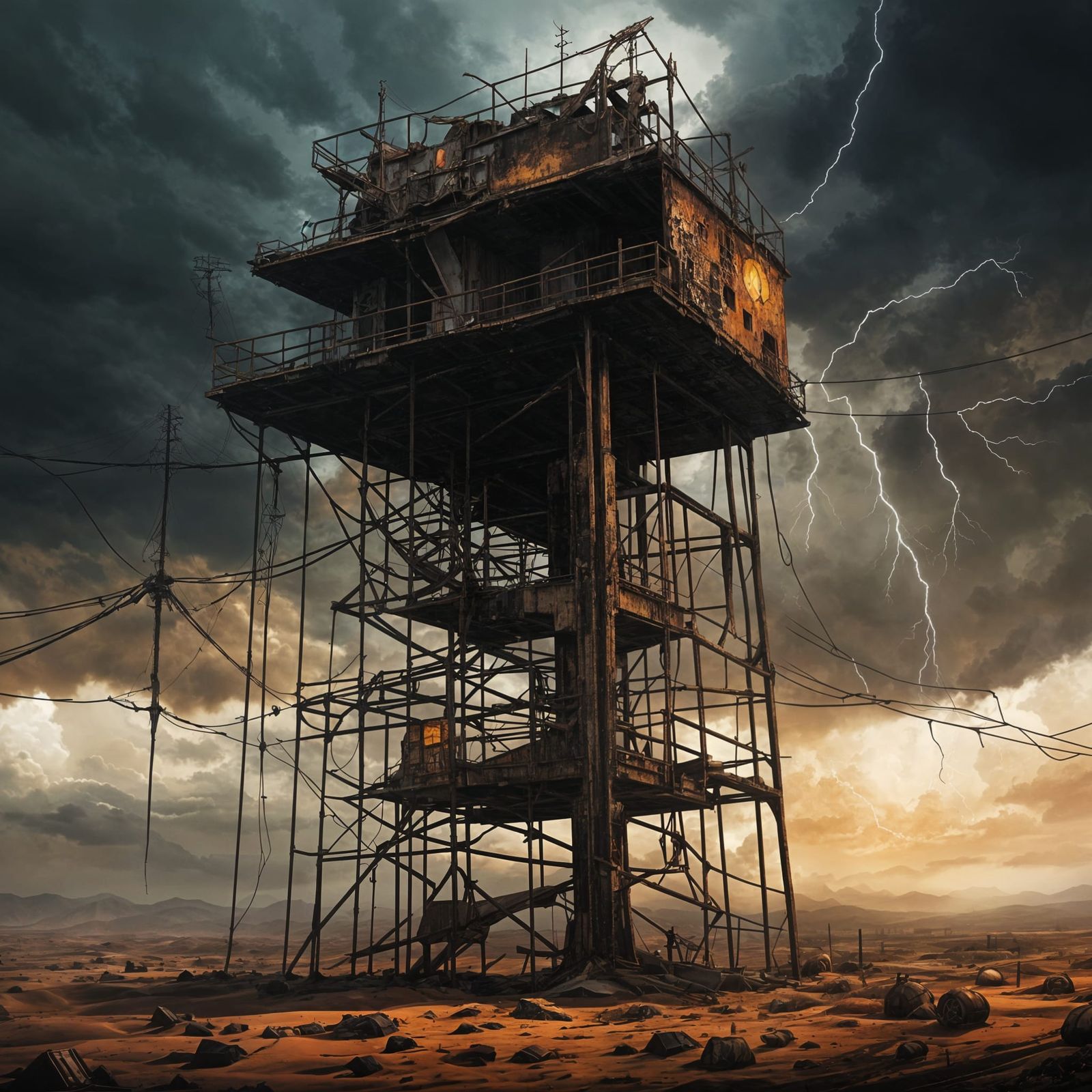 Radioactive Wasteland: Ruined Observation Tower in Hyperreal...