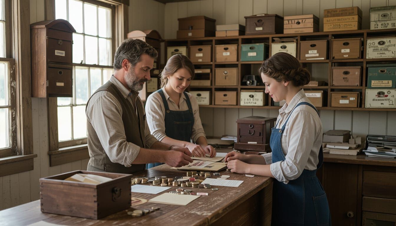 Rustic Post Office Scene with Soft, Cinematic Lighting