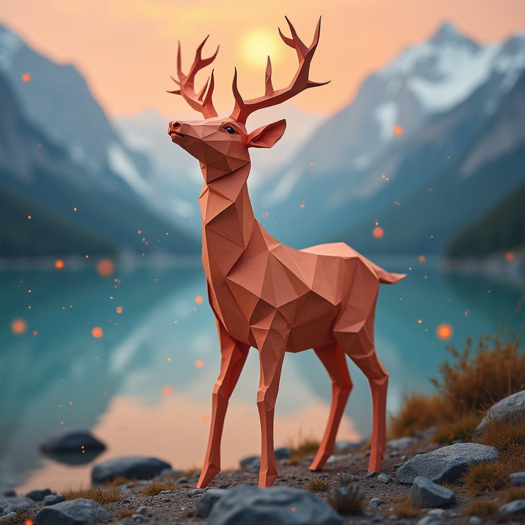 Origami Deer at Peyto Lake Sunset