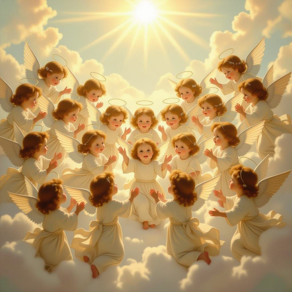 Cherubic Angels Celebrate Christ's Birth in Classical Painti...