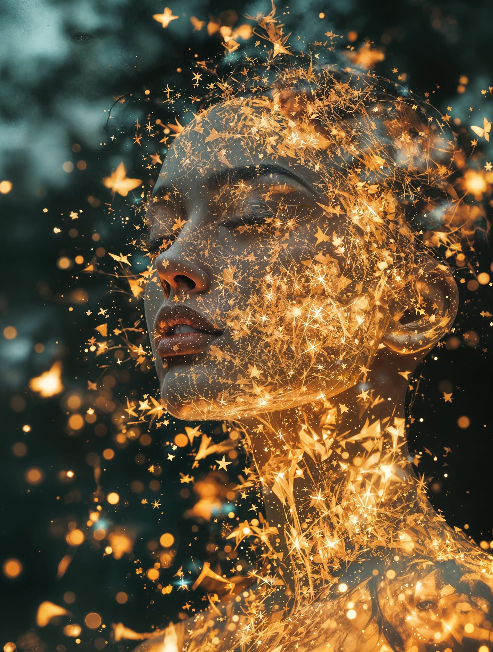 Double Exposure Goddess in Ethereal Glow