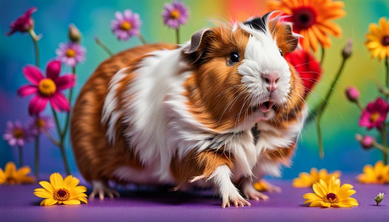 Tap Dancing Guinea Pig with Flowers
