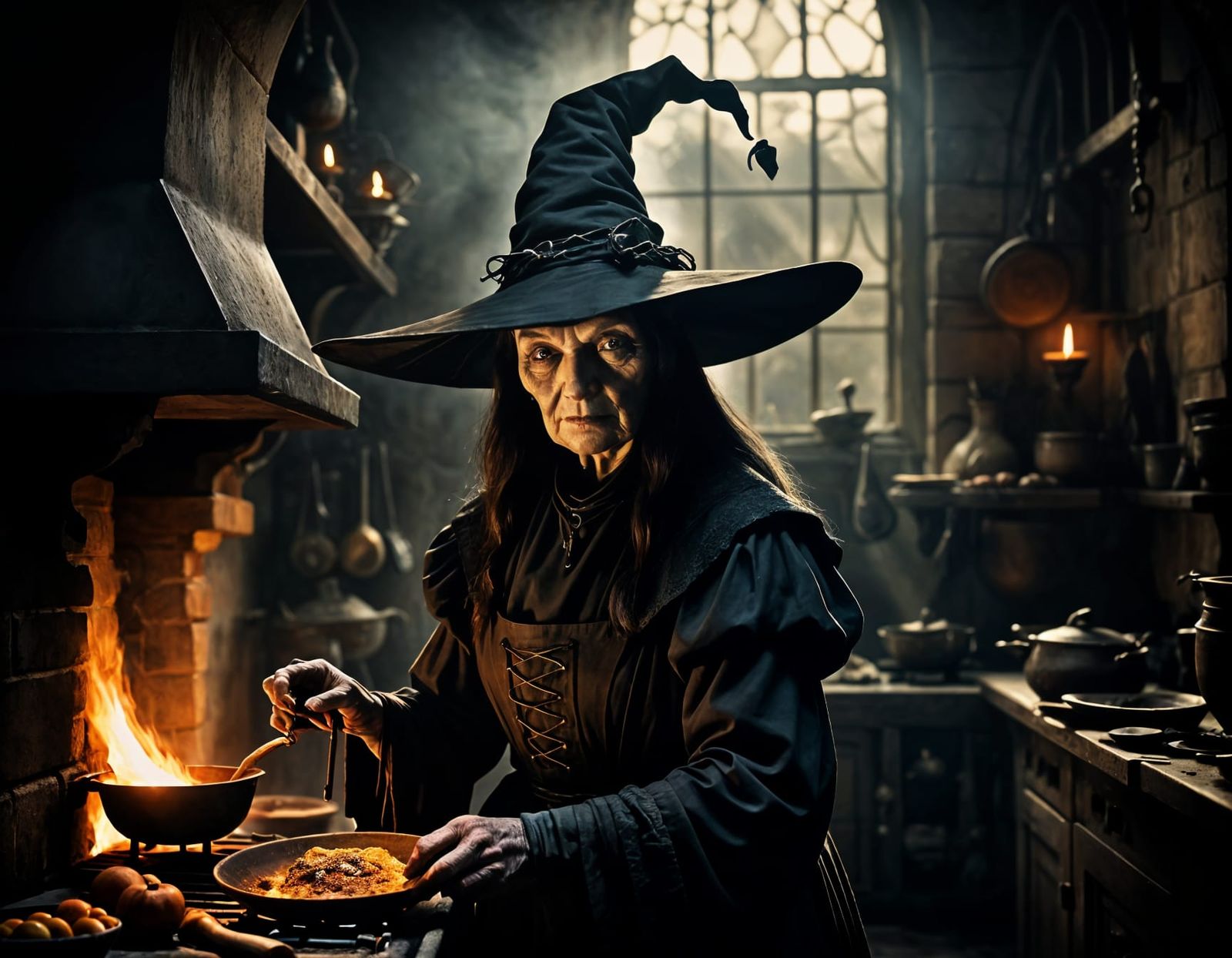 Surreal Witch Brews Dark Magic in a Medieval Kitchen