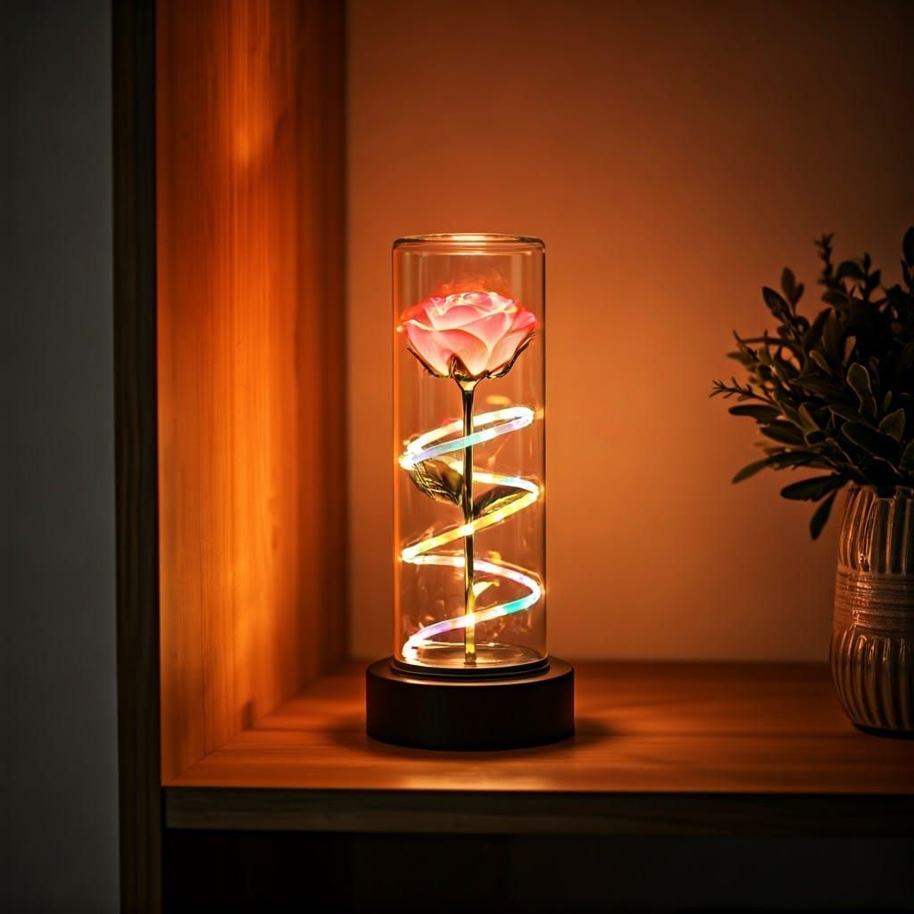 Rose Lamp with LED Lights in Photorealistic Style