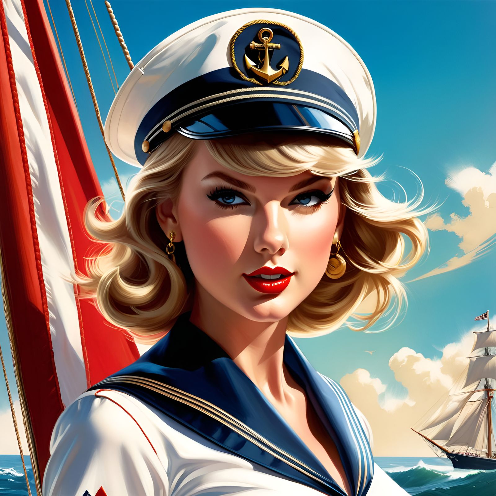 Taylor Swift as Sailor, Pin-Up Art Style