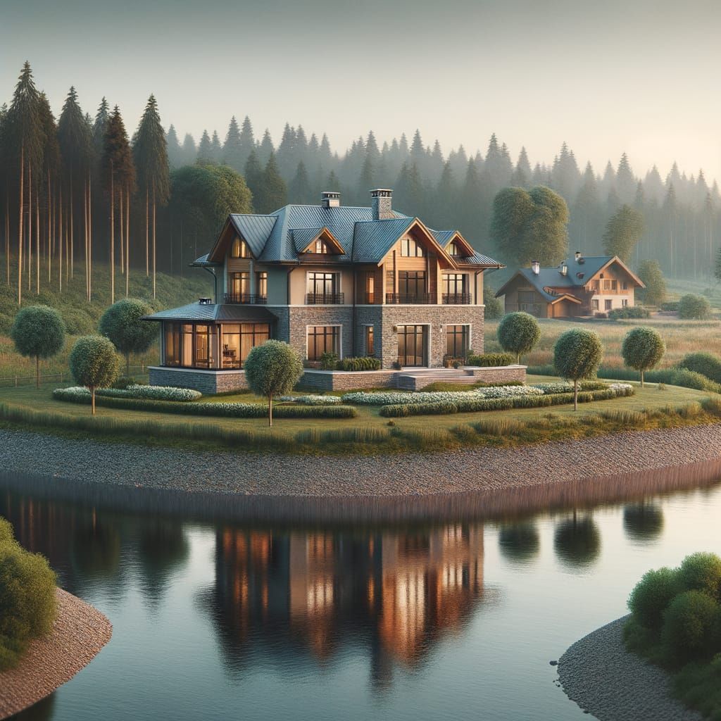 Modern Stone & Wood House by Forest River