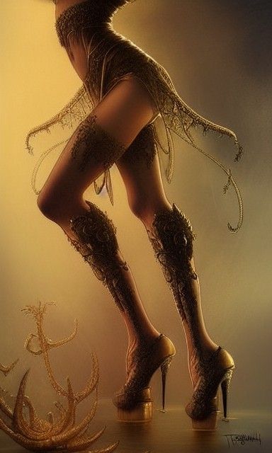 Satanic Queen's Sensual Legs in Dark Fantasy Style