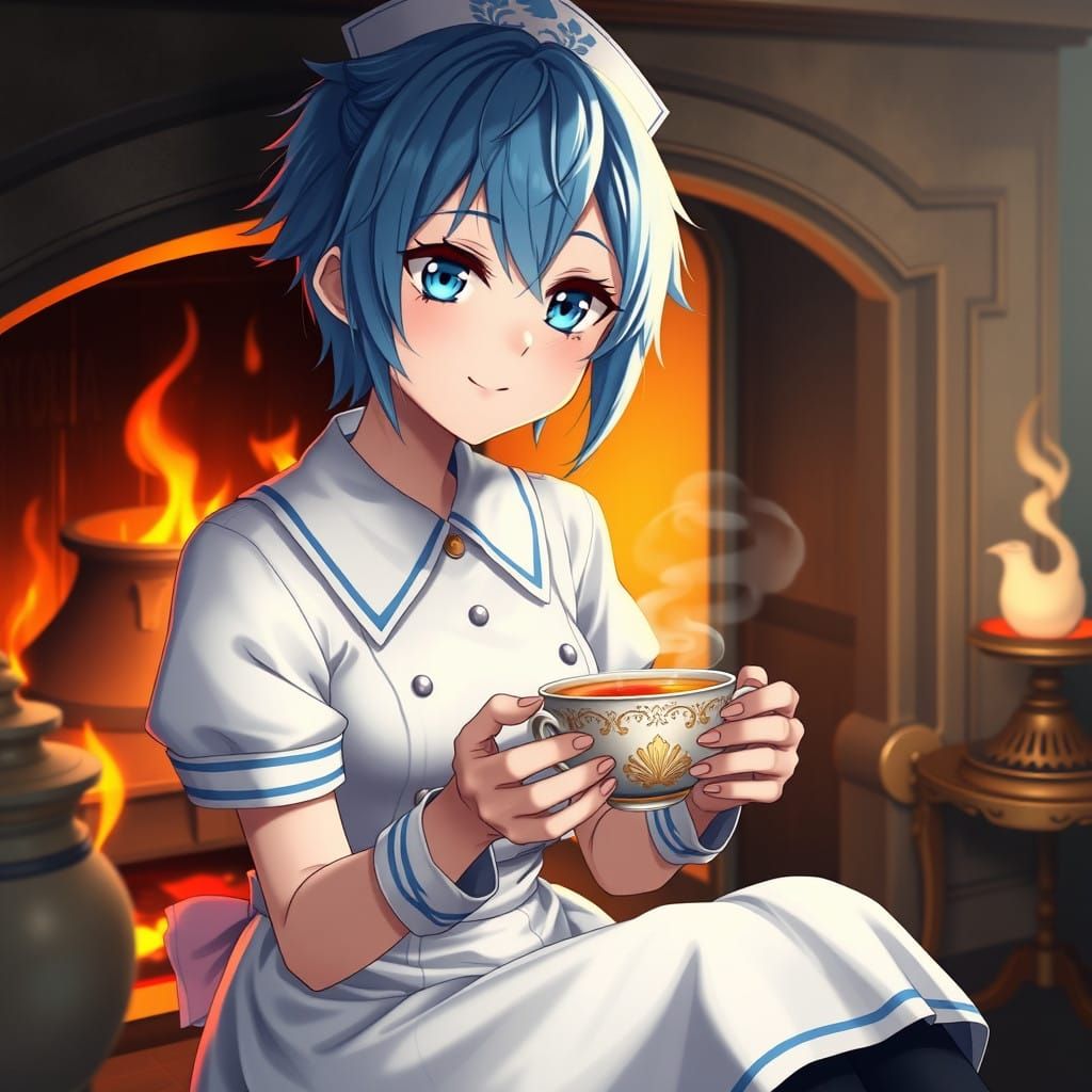 Anime Nurse Girl Surrounded By Warmth and Tranquility