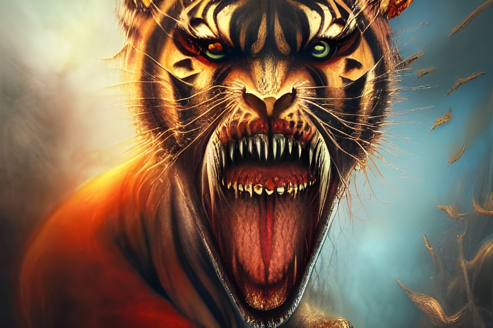 Tiger Human Chimera Demons as Digital Illustration