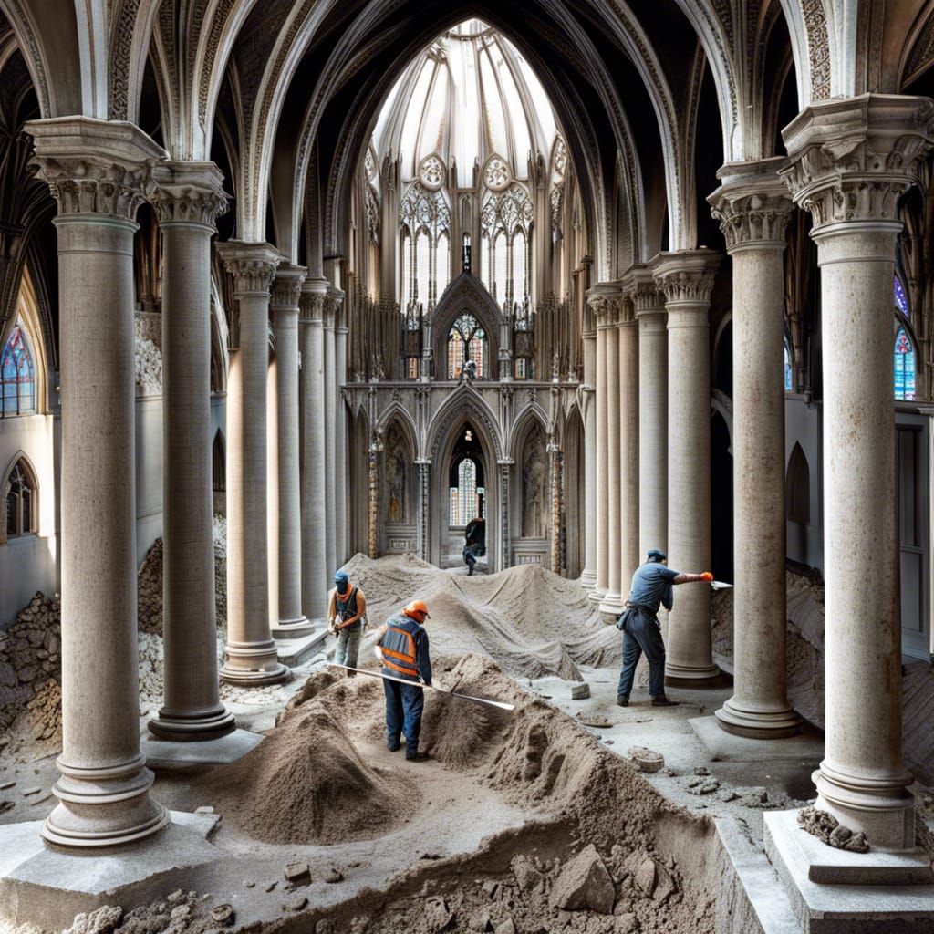 Archeologist Unearths Cathedral Ruins in Hyperrealistic Styl...
