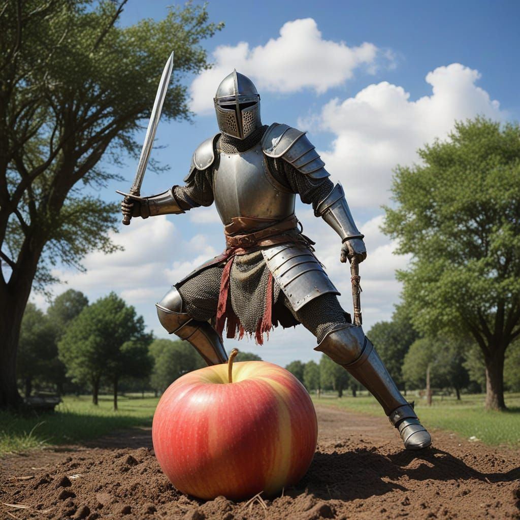 Humorous Knight Tripping Over Sword in Watercolor Style