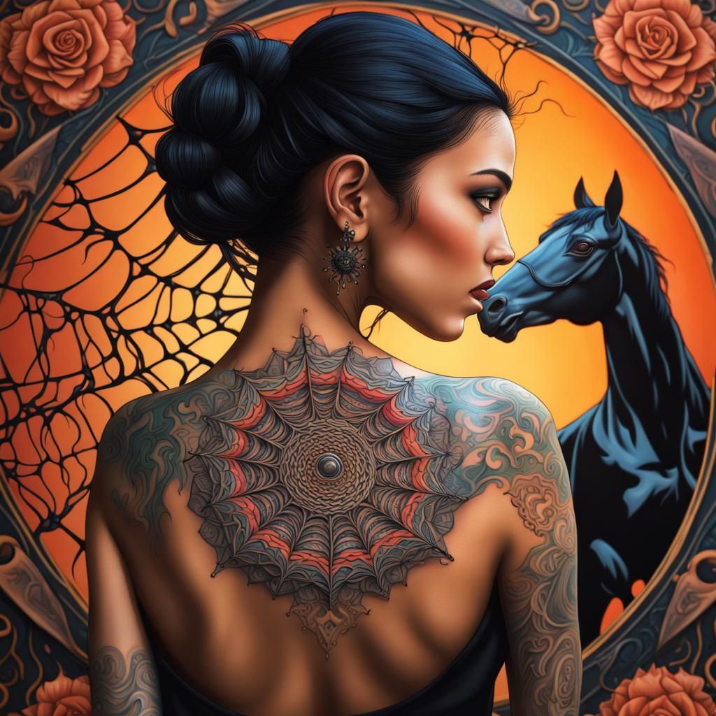 Arabian Princess Halloween Mandala Tattoo: Hyperrealistic Ar...
