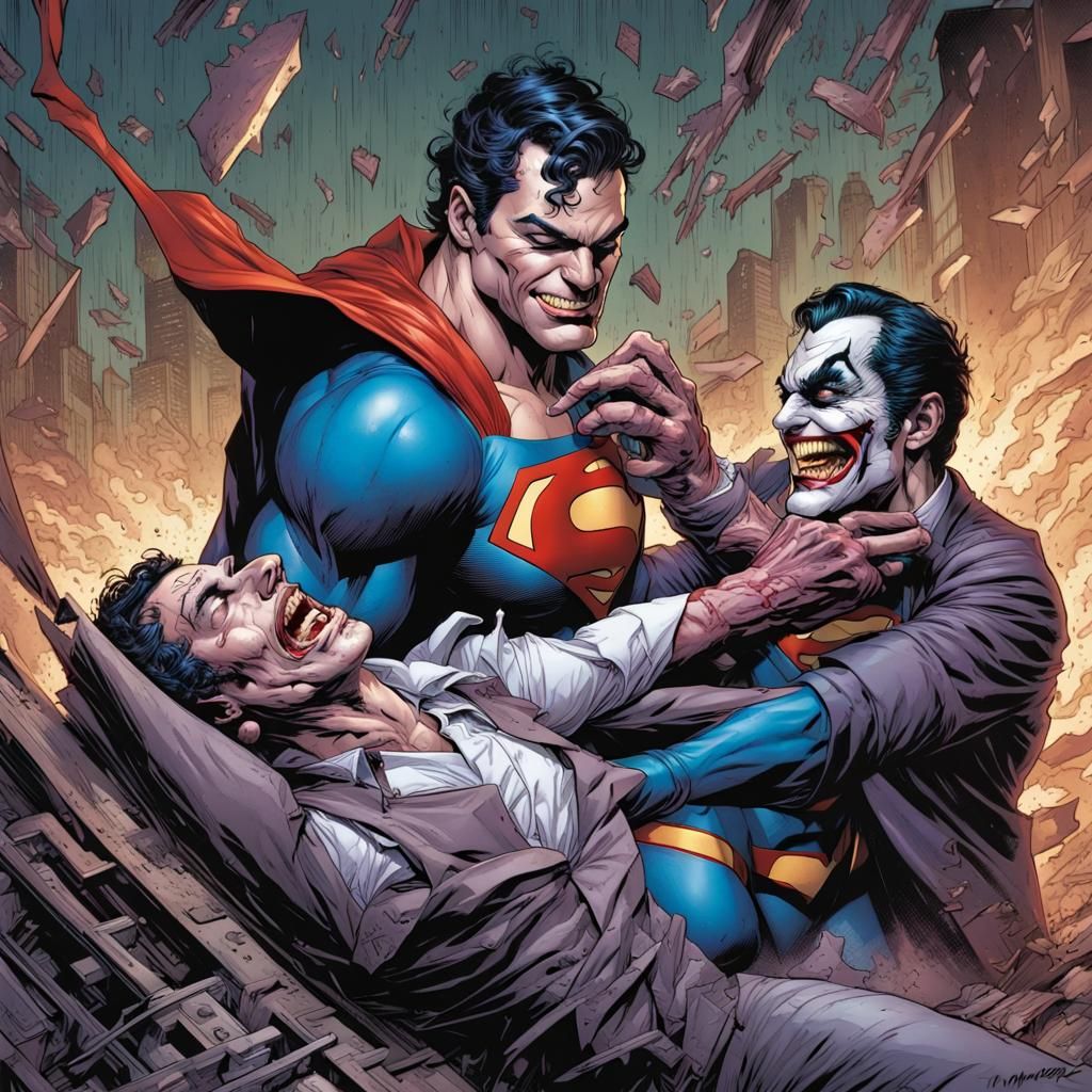 Superhero Comic Art: Hero's Brutal Victory