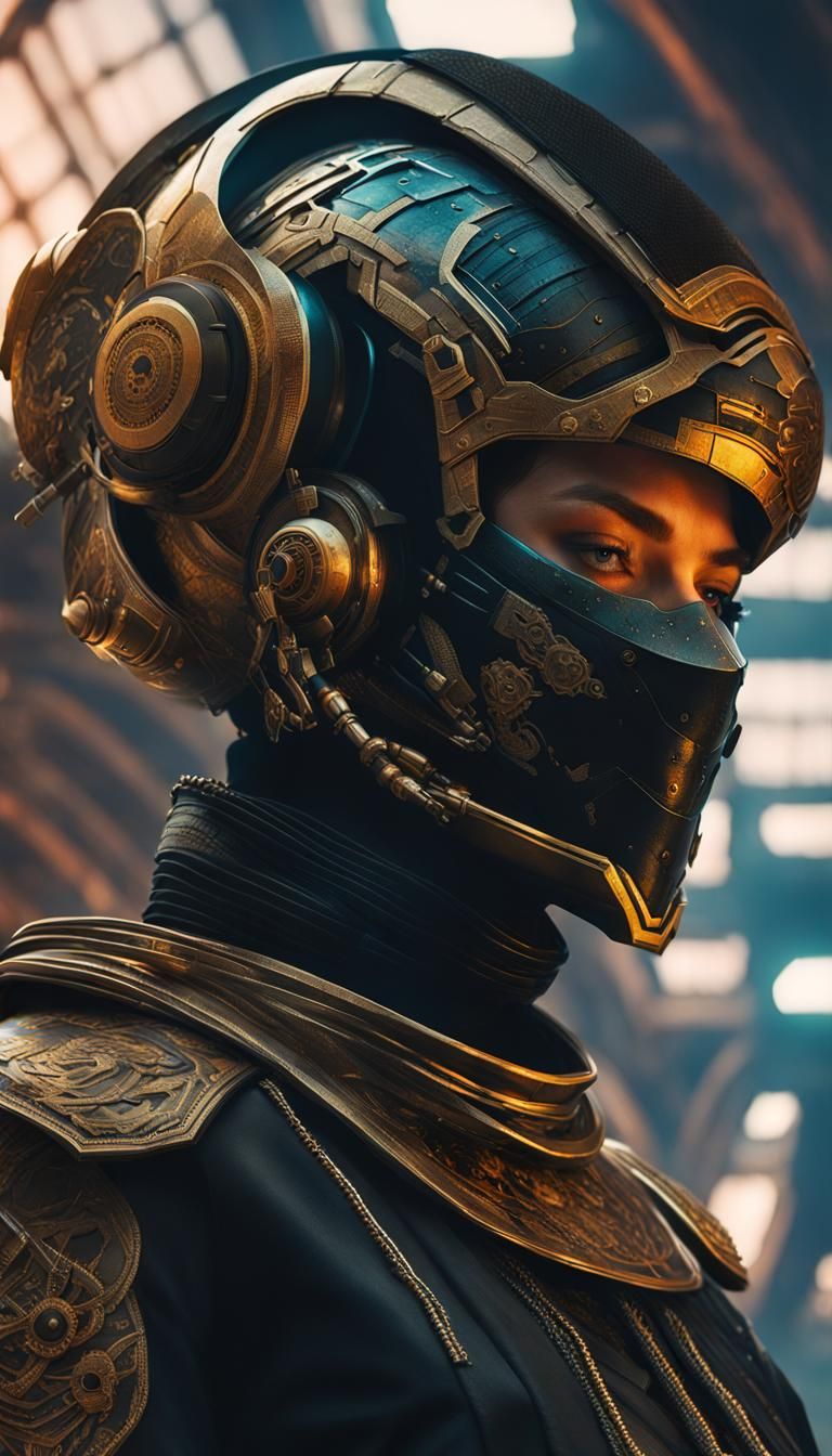 Android in Cyberpunk Royal Robes