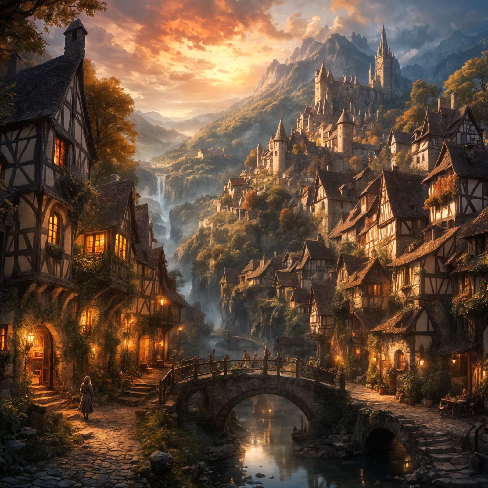 Medieval Village at Magic Hour
