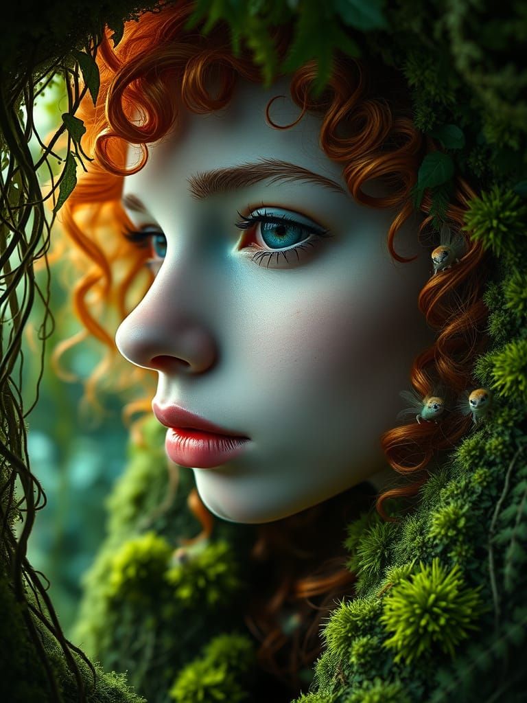 Albino Woman in Jungle Cave with Fairy Monkeys