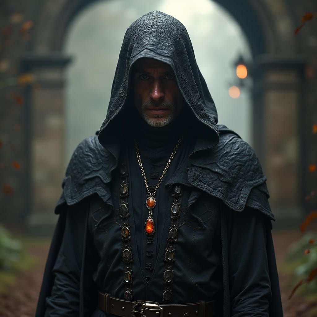 Grimdark Fantasy Scene in Dark Photorealism