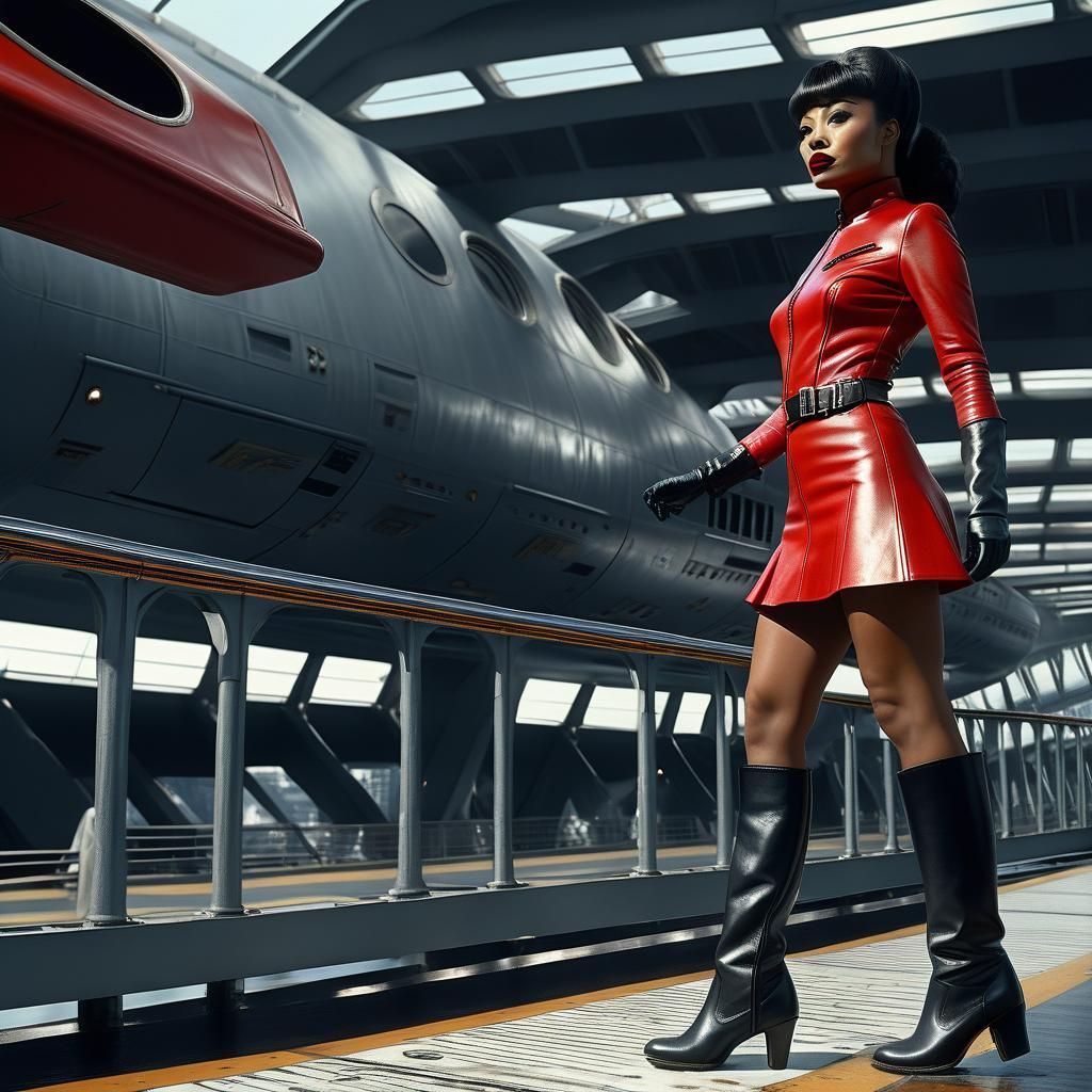Uhura's Retro-Futuristic Leather Fashion on the Enterprise