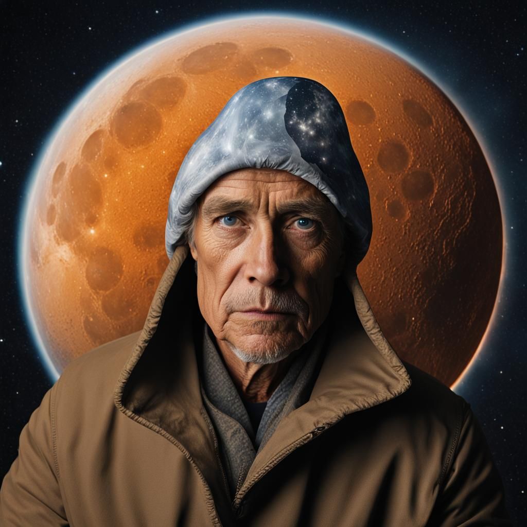 Half Moon Sun Galaxy Portrait in Professional Style