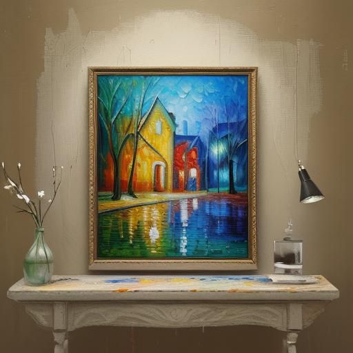 Colorful Expressionist Oil Painting in Impasto Style