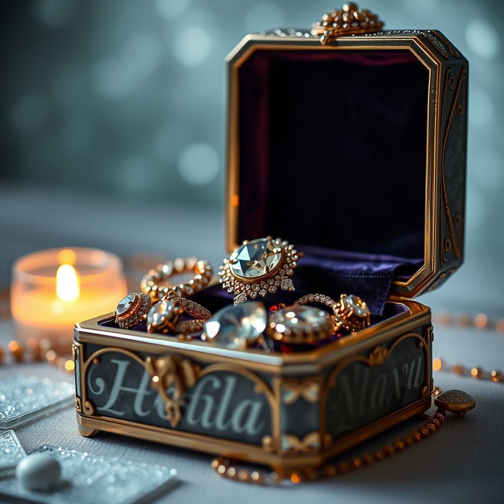 Glittering Jewelry in Open Jewels Box