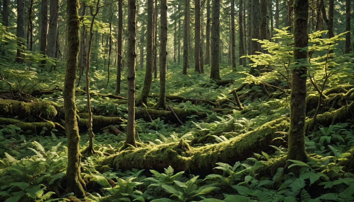 Alaskan Wilderness: Enchanting Forest with Dappled Light