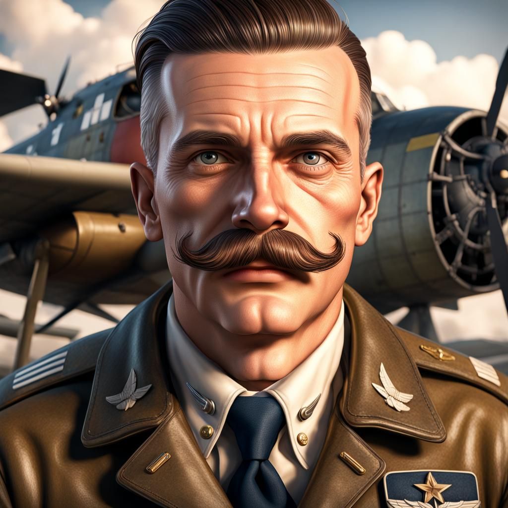 WW2 Airforce Pilot in Realistic 3D Render