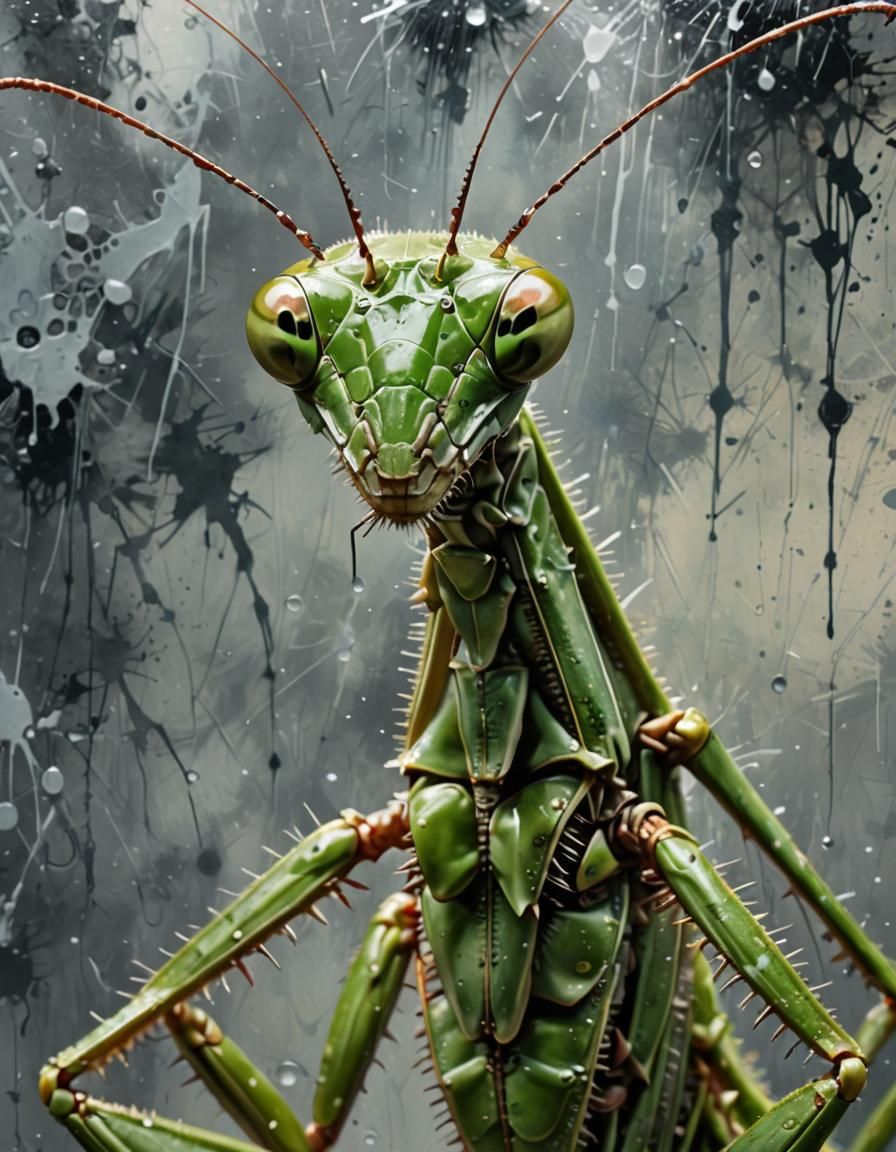Praying Mantis Portrait in Detailed Matte Painting