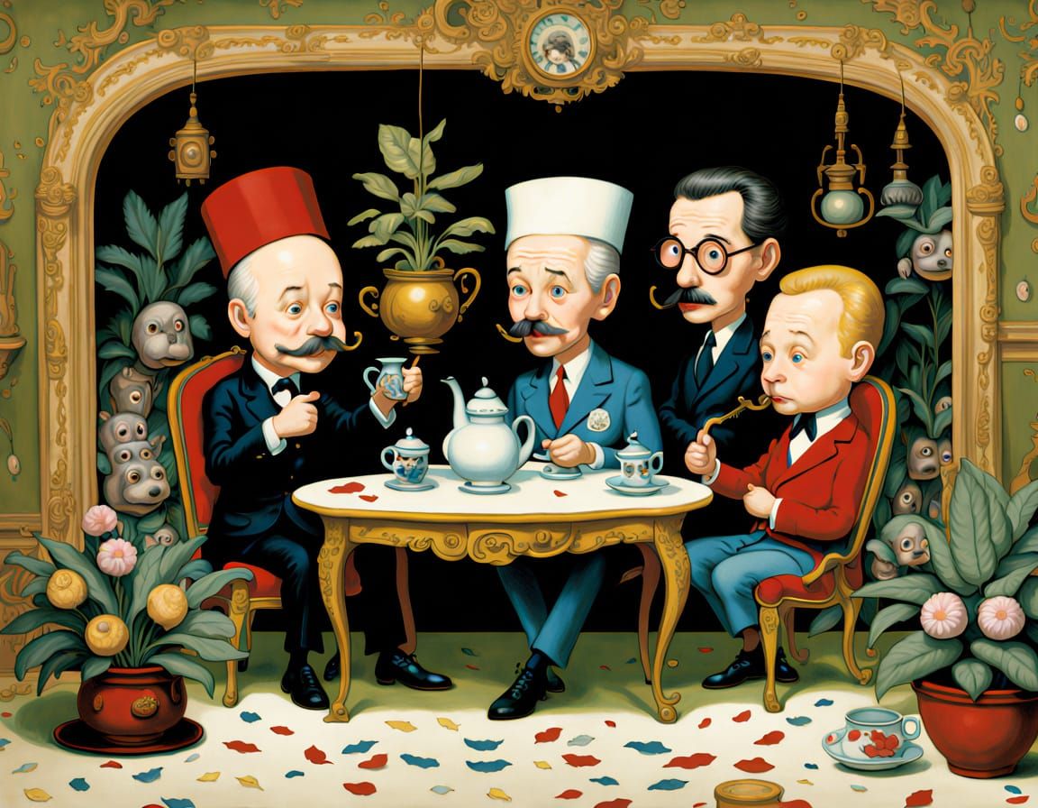 Tintin-Inspired Scene with Surreal Details and Intricate Dis...