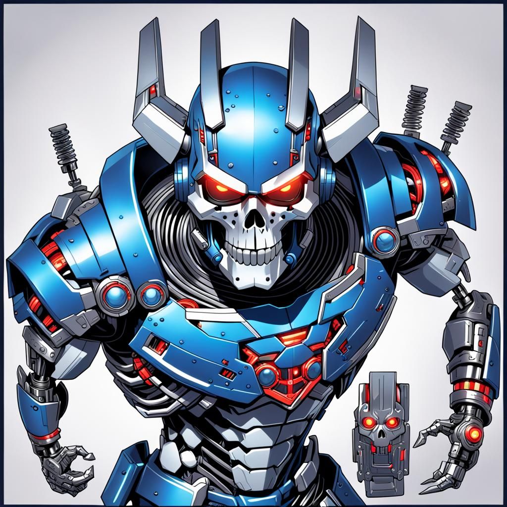 Death's Head II, if he was a cross between Skeletor and Terminator