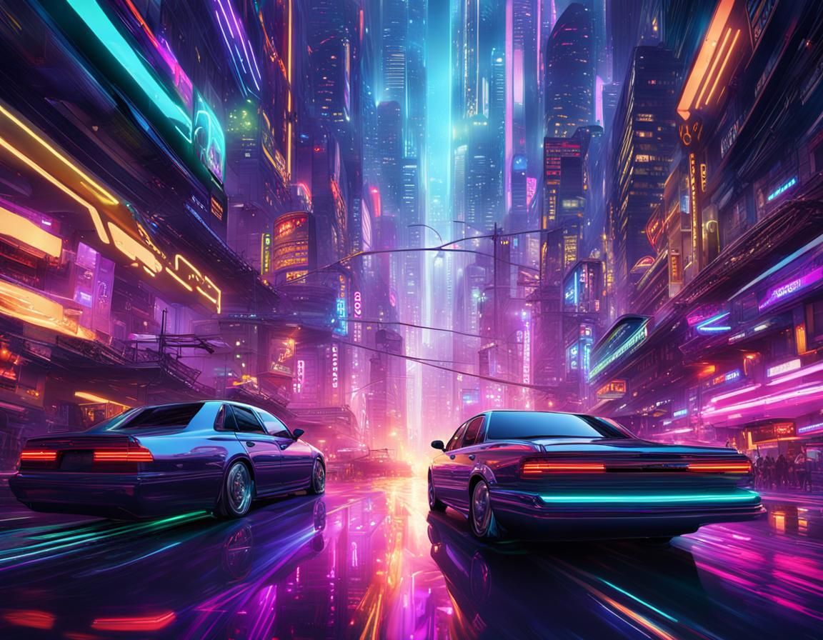 Futuristic Cityscape in Liquid Chrome Style