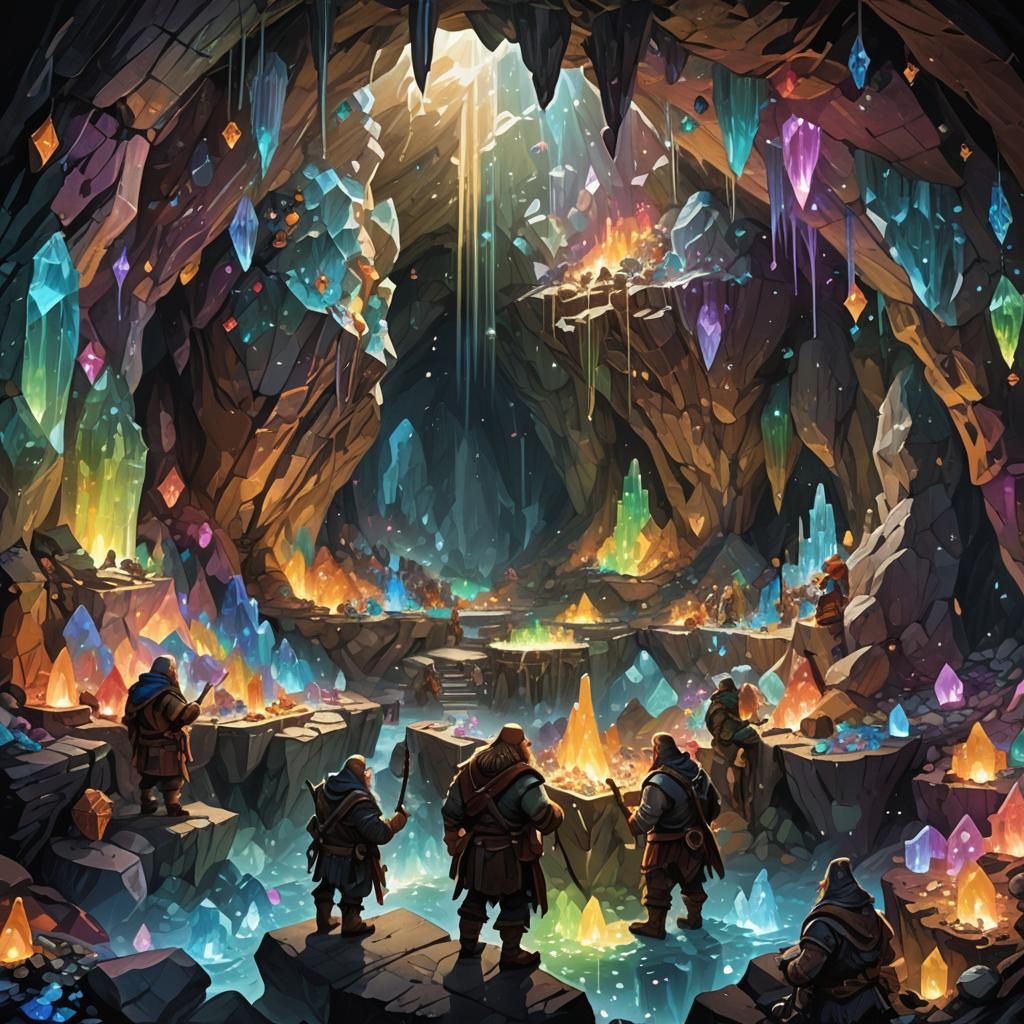 Dwarves Treasure Hunt in Shimmering Crystal Cave