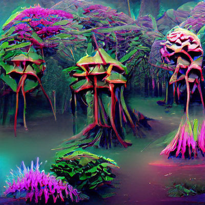 Exotic Alien Forest Generated by AI